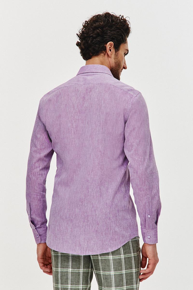 FIOLETOWA KOSZULA MĘSKA PLUM SLIM