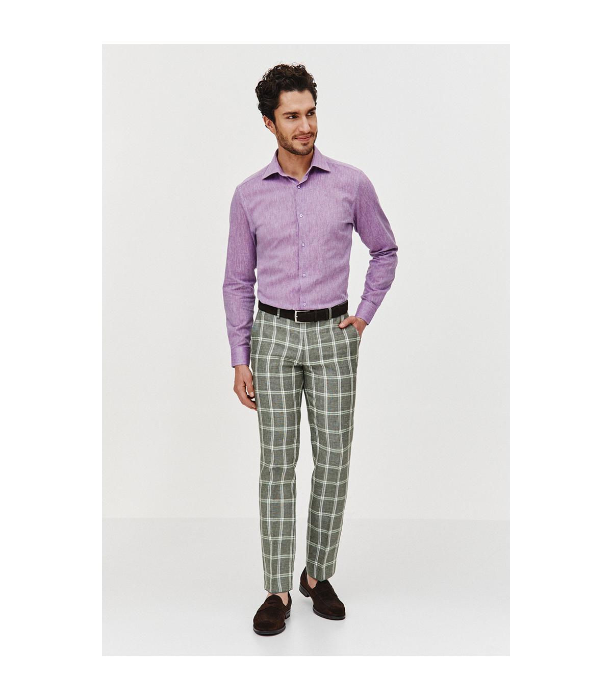 FIOLETOWA KOSZULA MĘSKA PLUM SLIM