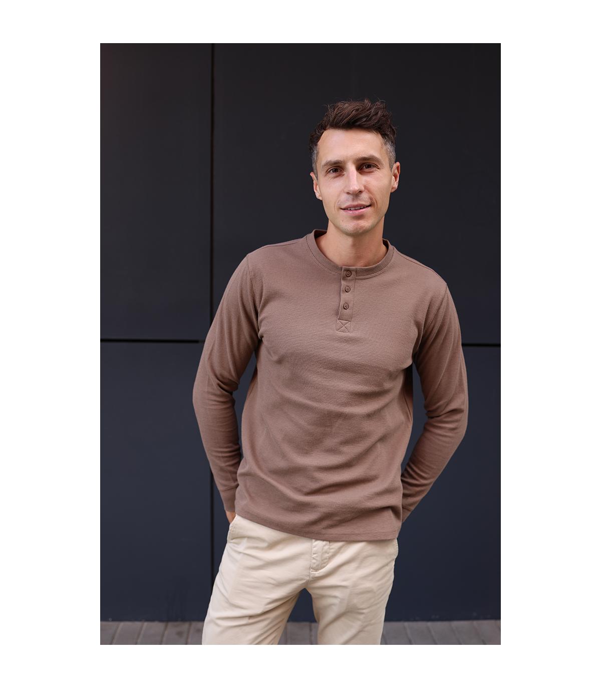 CIEMNOBEŻOWY LONGSLEEVE MĘSKI RISKO