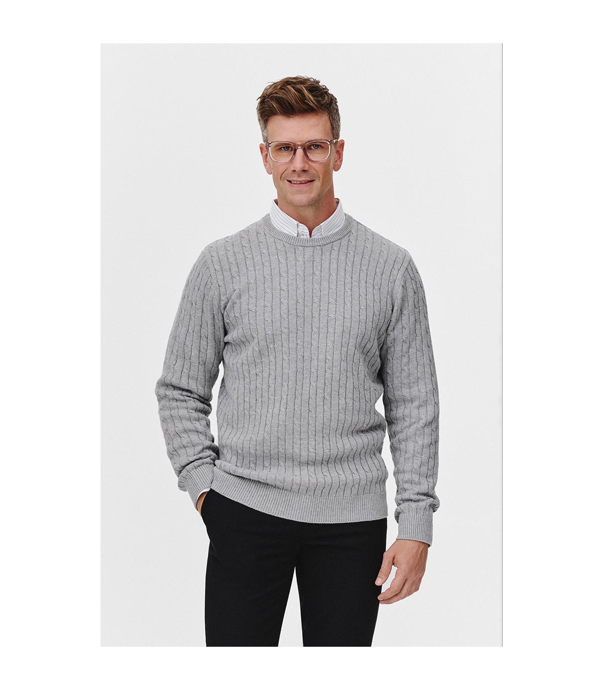SZARO-MELANŻOWY SWETER MĘSKI NESTO