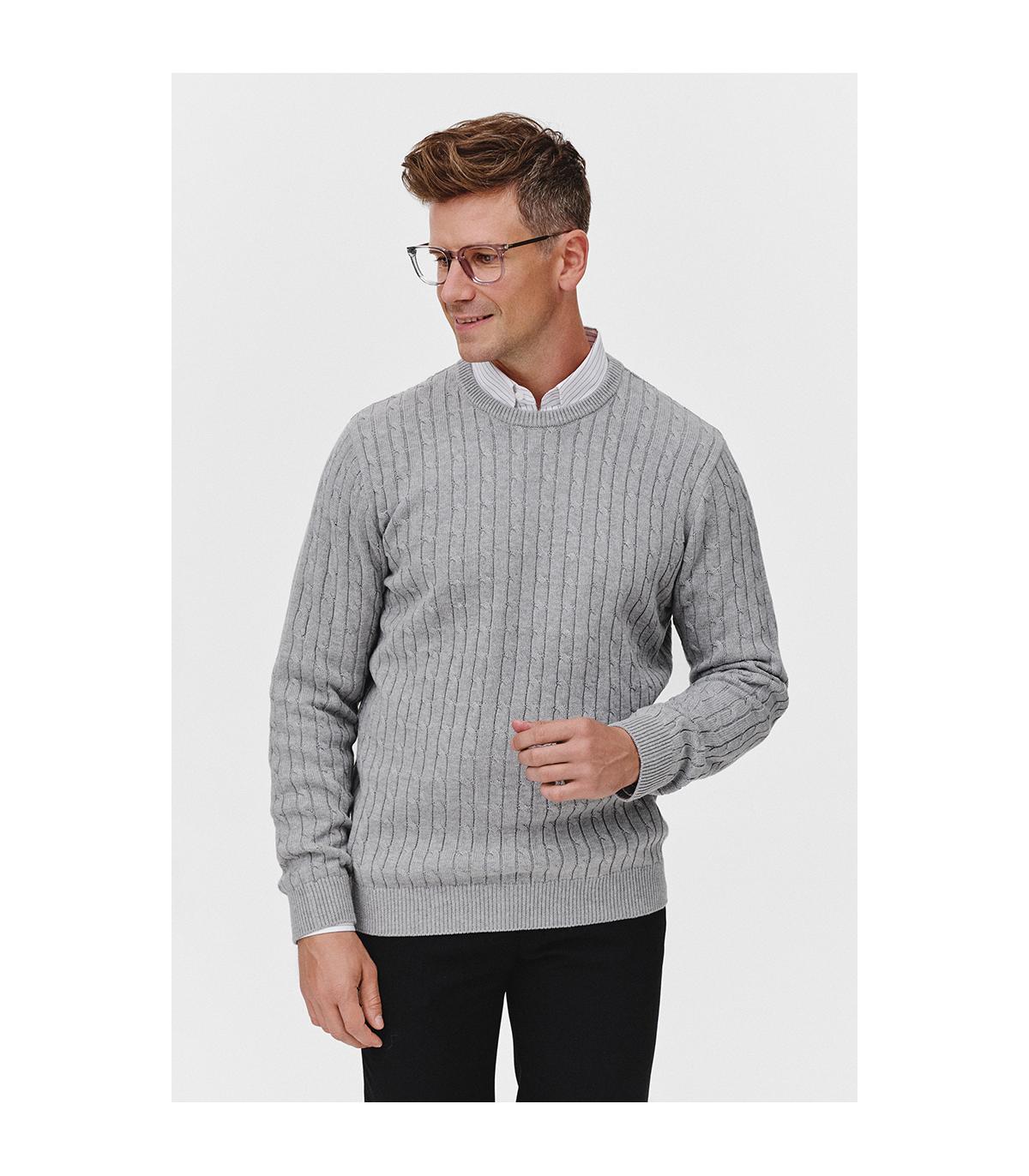 SZARO-MELANŻOWY SWETER MĘSKI NESTO