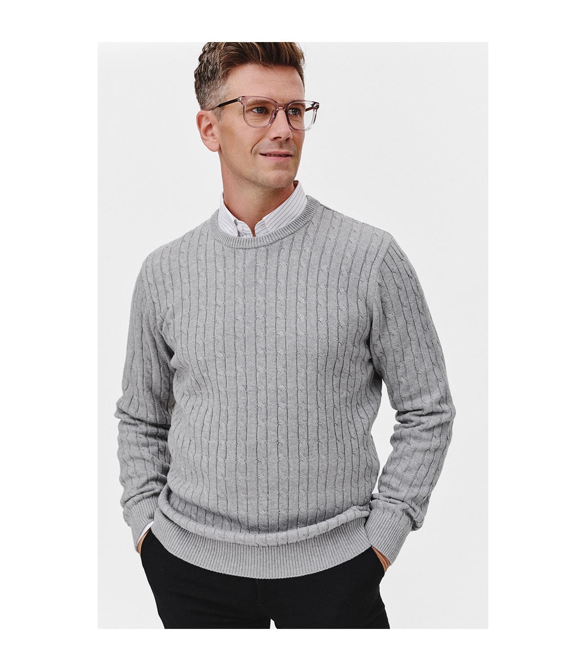 SZARO-MELANŻOWY SWETER MĘSKI NESTO