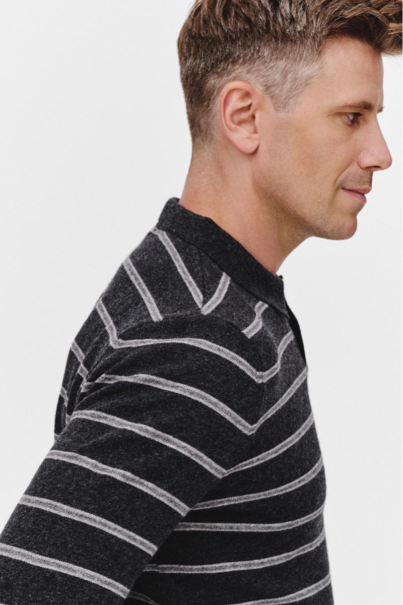 GRAFITOWY SWETER POLO LERO Z PASKAMI