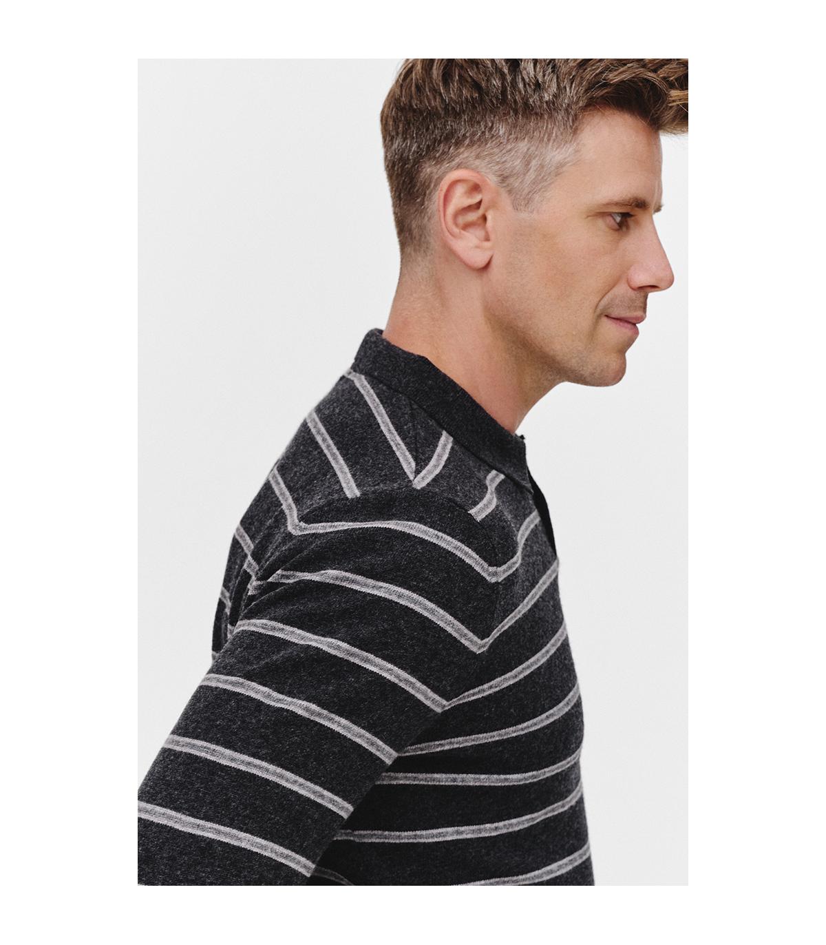 GRAFITOWY SWETER POLO LERO Z PASKAMI
