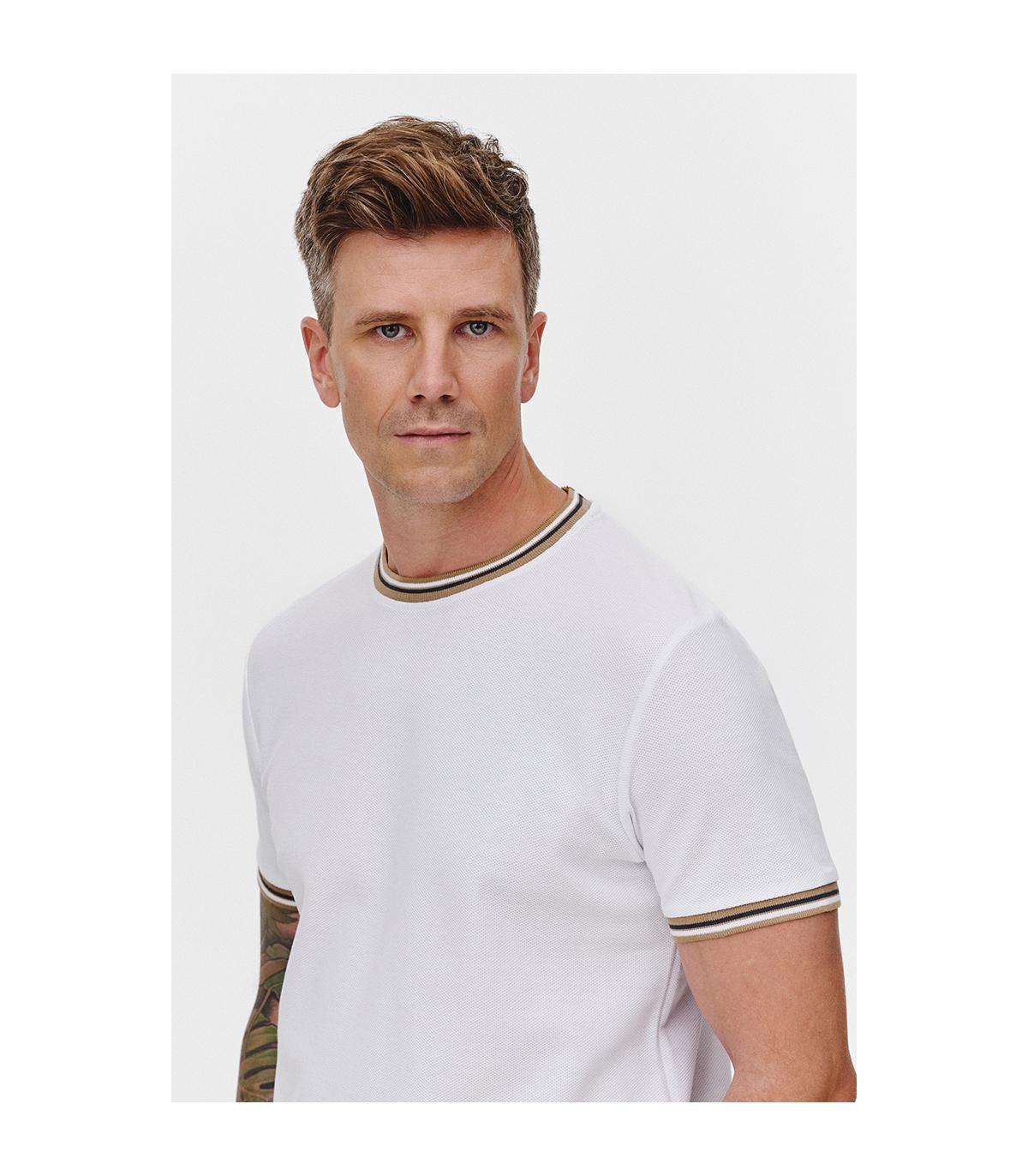 BIAŁY T-SHIRT MĘSKI RIBO