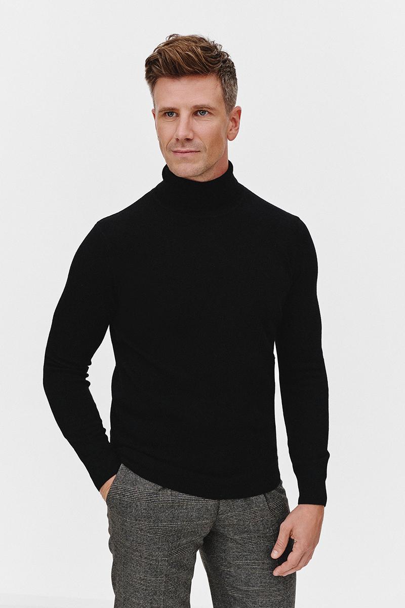 CZARNY GOLF 100% WEŁNA MERINO ROFO
