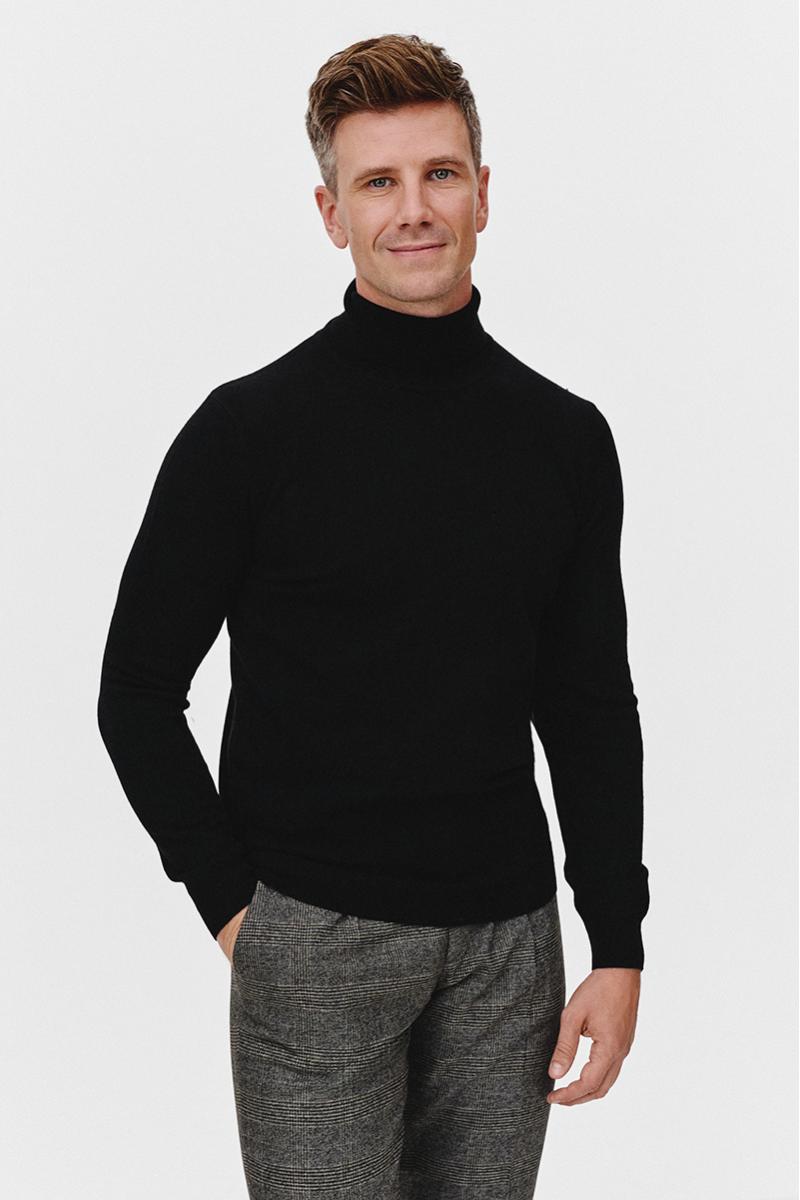 CZARNY GOLF 100% WEŁNA MERINO ROFO