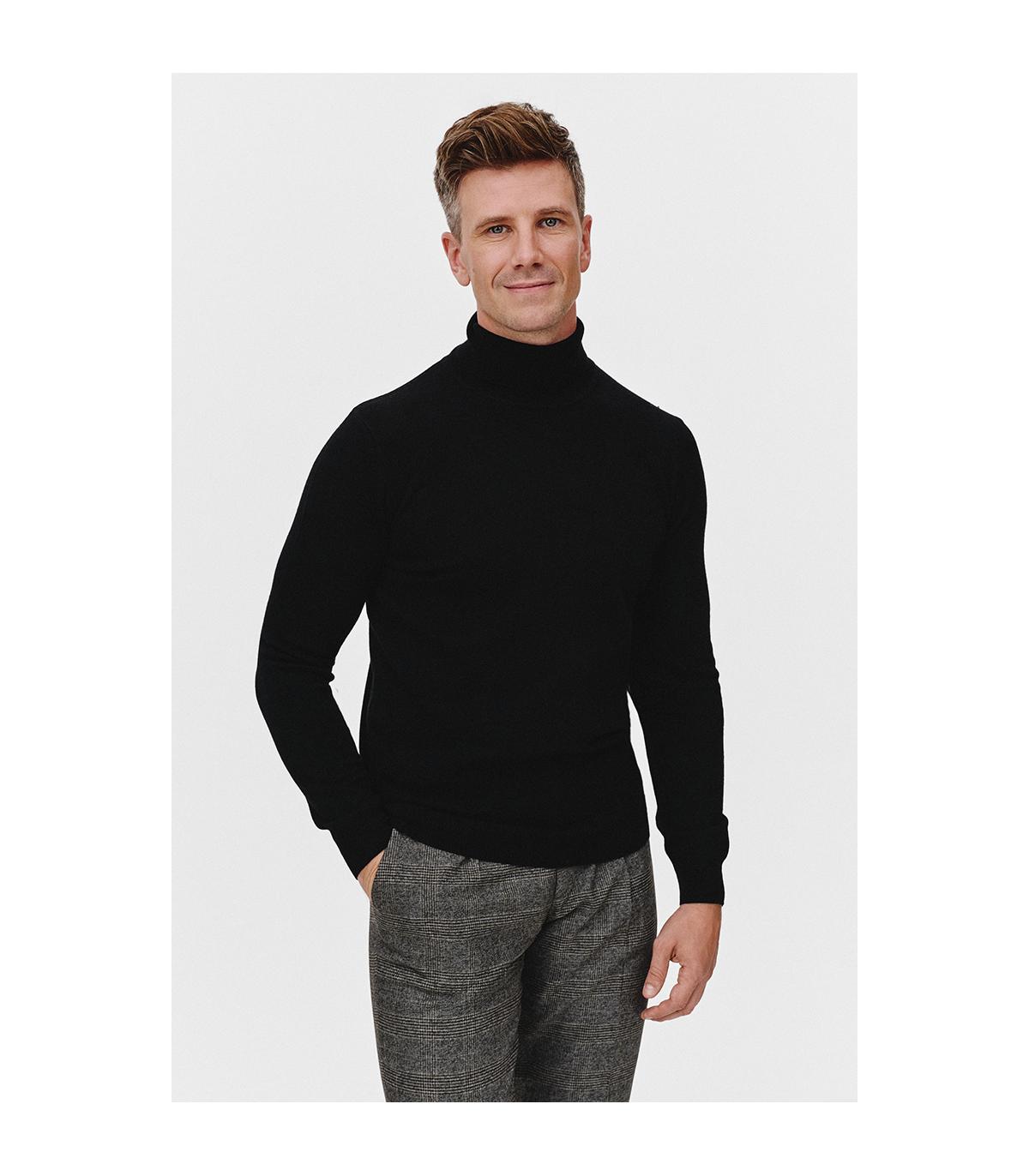 CZARNY GOLF 100% WEŁNA MERINO ROFO