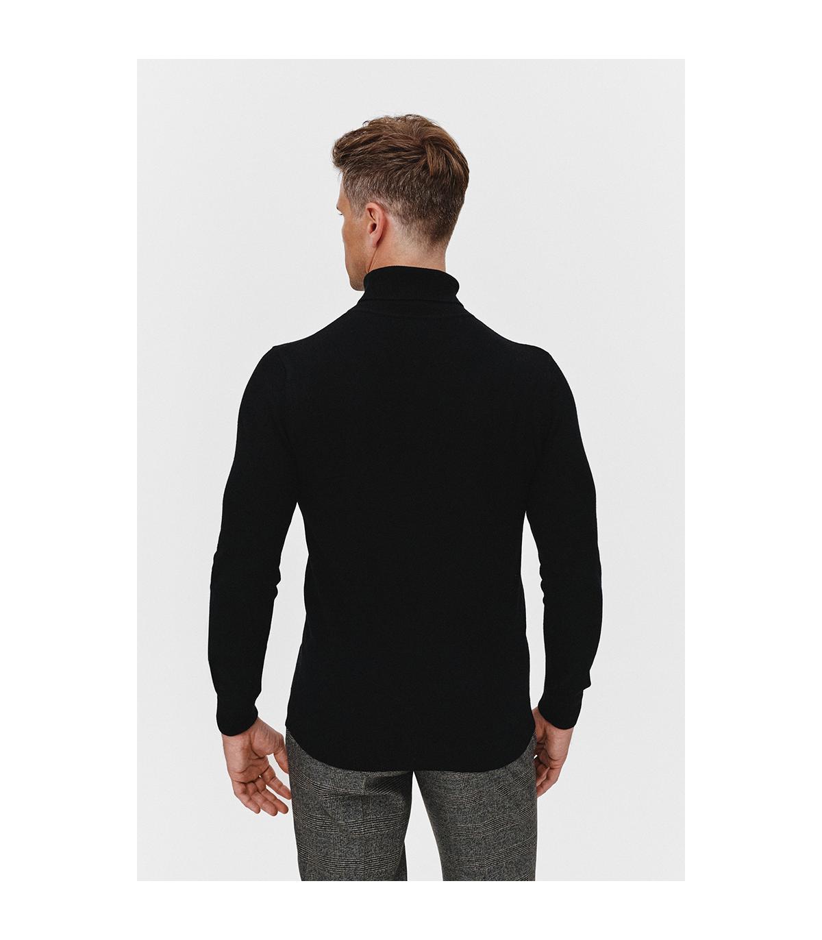 CZARNY GOLF 100% WEŁNA MERINO ROFO