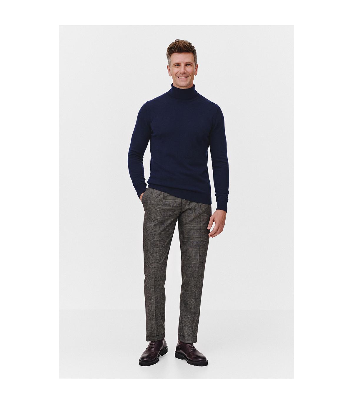 GRANATOWY GOLF 100% WEŁNA MERINO ROFO
