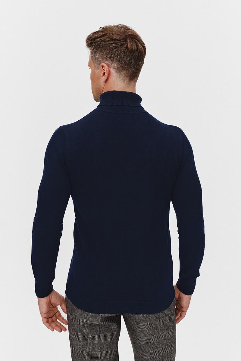GRANATOWY GOLF 100% WEŁNA MERINO ROFO