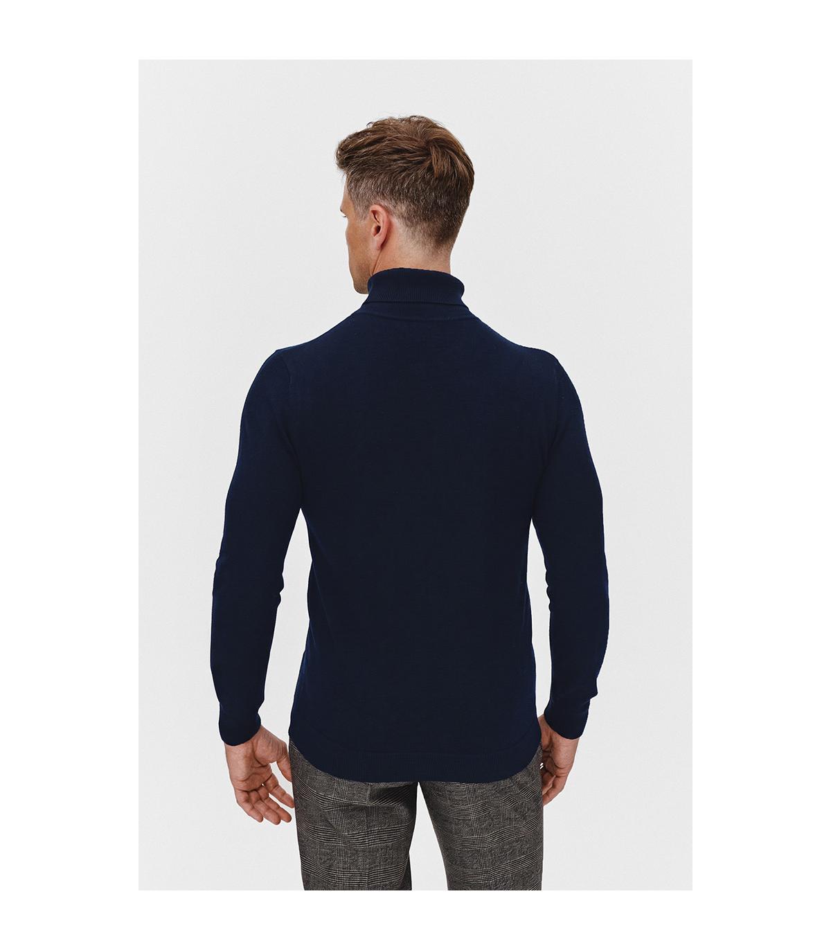 GRANATOWY GOLF 100% WEŁNA MERINO ROFO